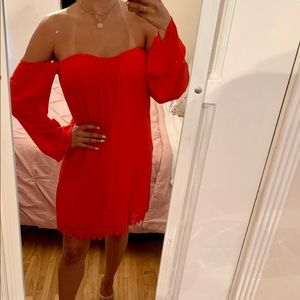 Socialite Red Off The Shoulder Dress